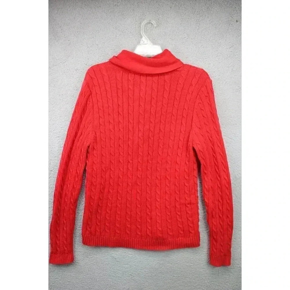 Lauren Ralph Lauren Women's Red Cable Knit Sweater-Size Large - Picture 7 of 8